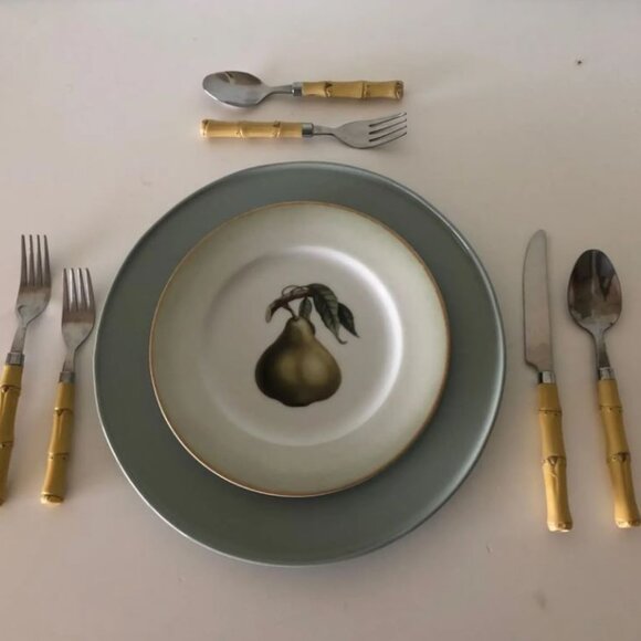 Vintage Faux Bamboo Set of Cutlery 31 Pieces Flatware - Picture 2 of 11